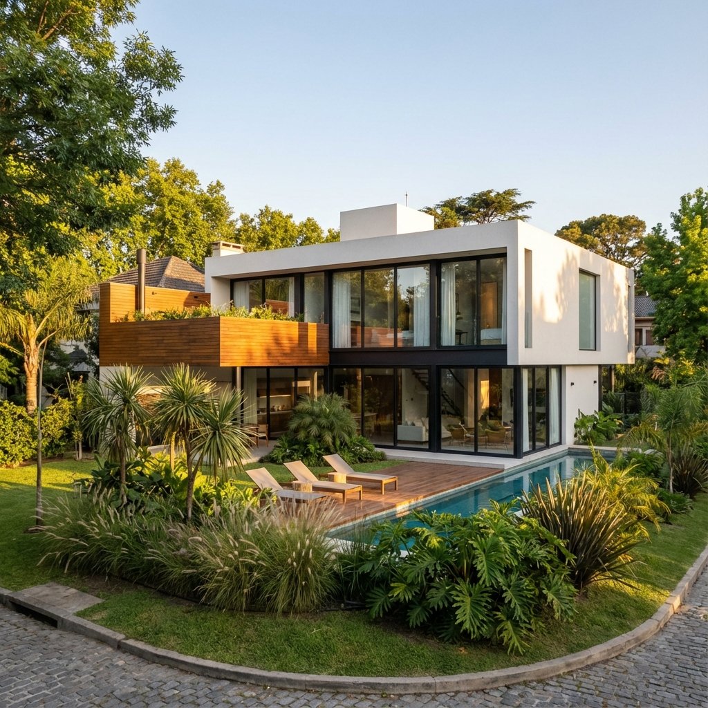 Casa moderna con fachada minimalista en Buenos Aires 2026