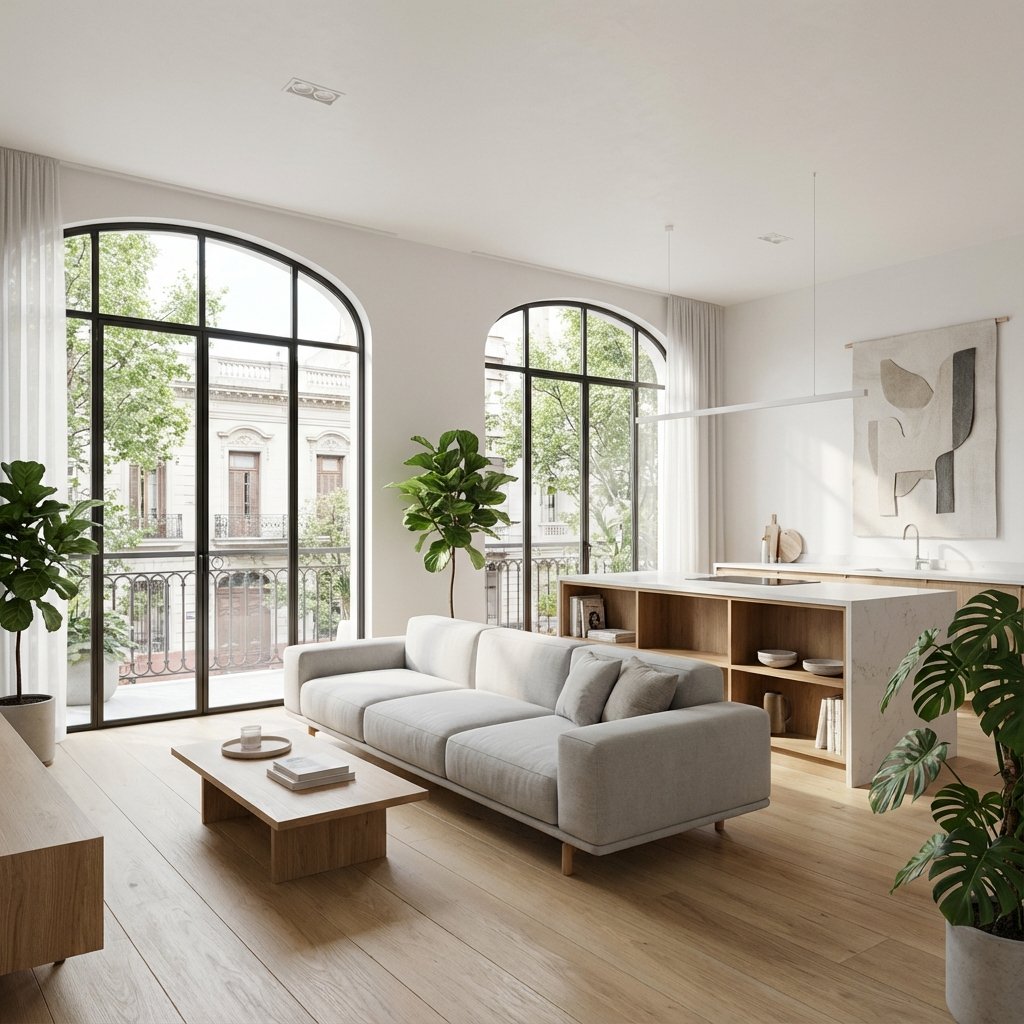 Interior moderno de casa en Buenos Aires con concepto abierto