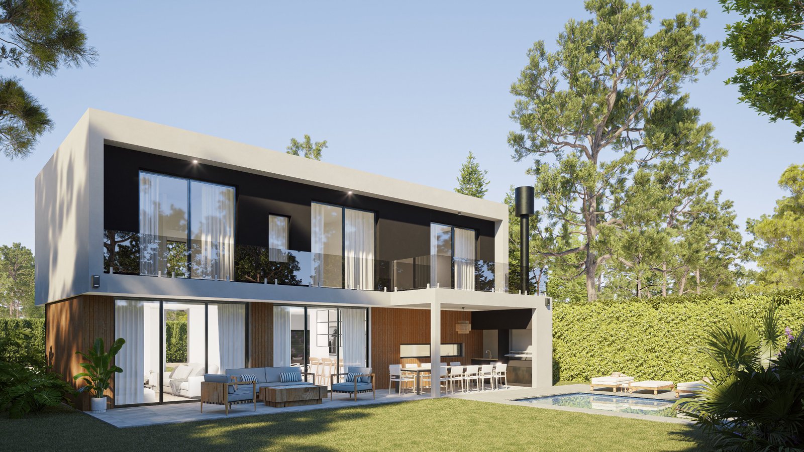 Vivienda Perico Sol - Render 3D principal, Estudio Lat Buenos Aires