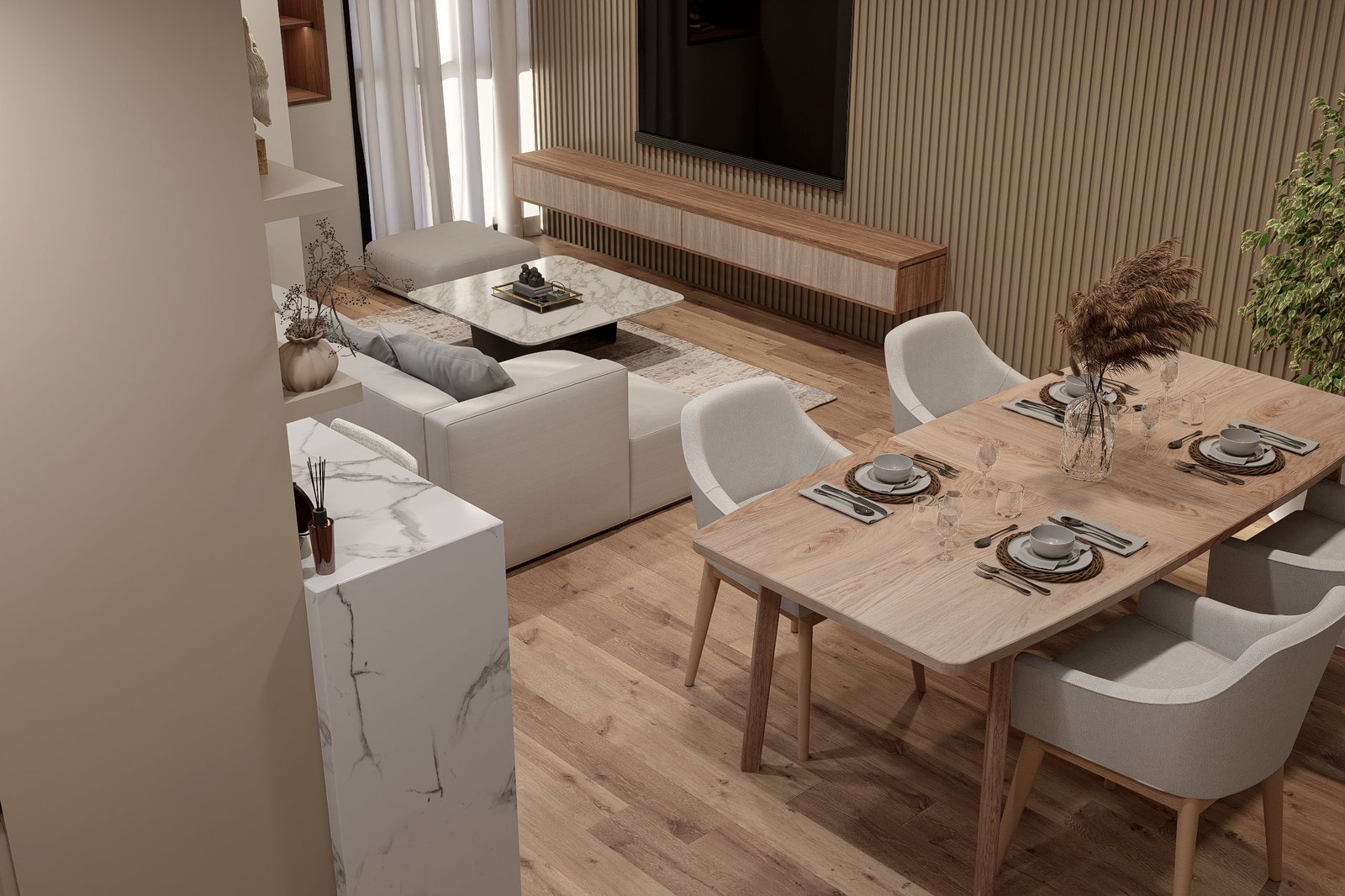 Diseño y renovación Departamento Peña - render 3D fotorrealista del proyecto, residencial 2025 en Buenos Aires, Argentina, render 3D Estudio Lat vista 3