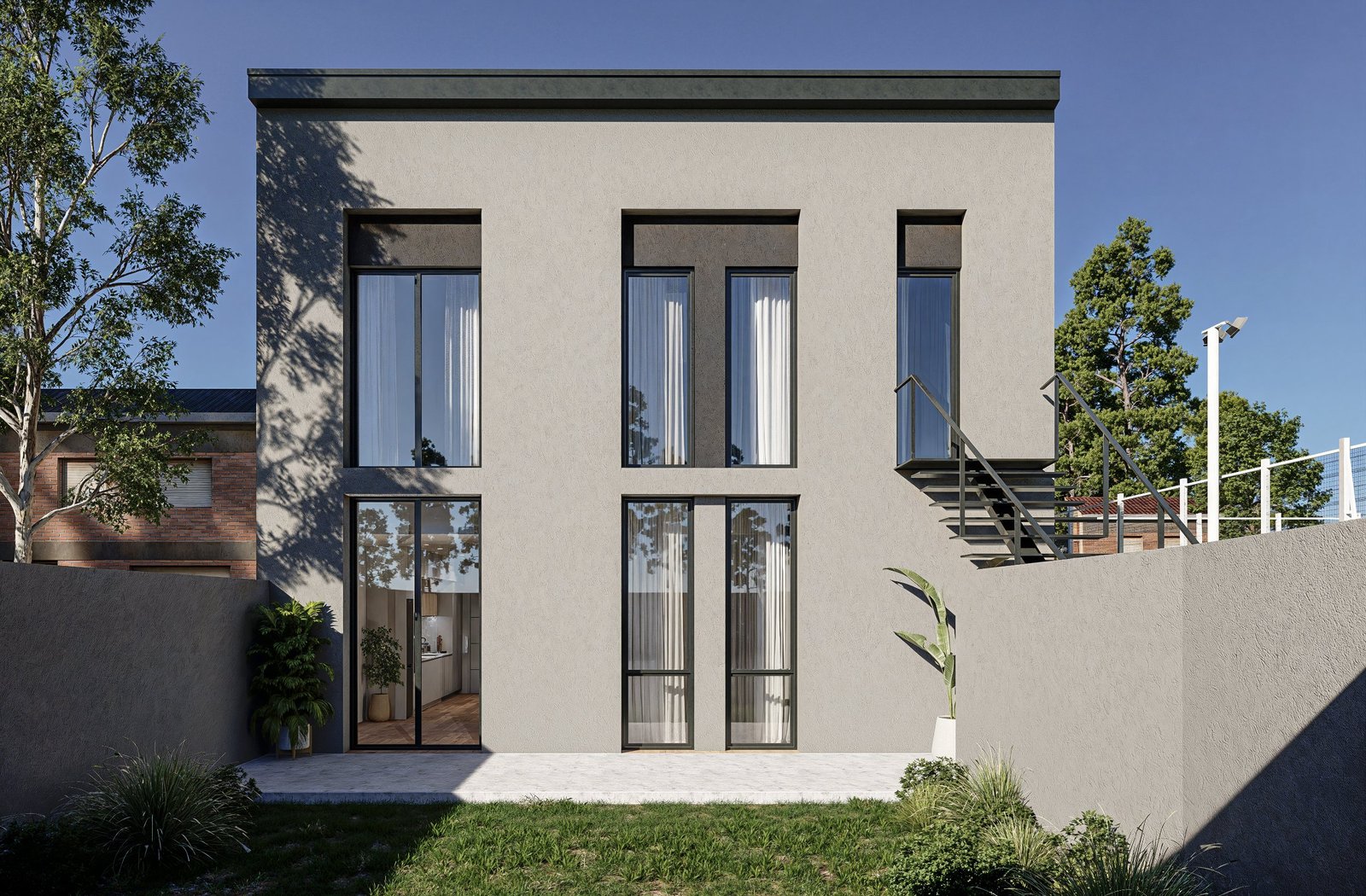 Dúplex Osana - vivienda con arquitectura, materialidad y escala, residencial 2025 en Buenos Aires, Argentina, render 3D Estudio Lat vista 4