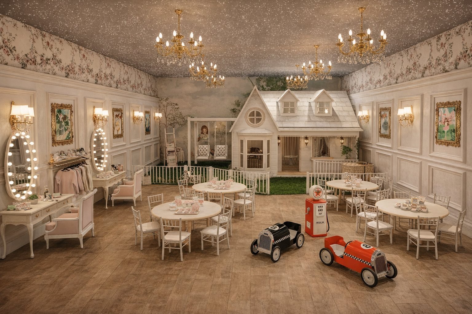 La Petit Maison Café - espacio comercial con ambientación y circulación, comercial 2025 en Buenos Aires, Argentina, render 3D Estudio Lat vista 2