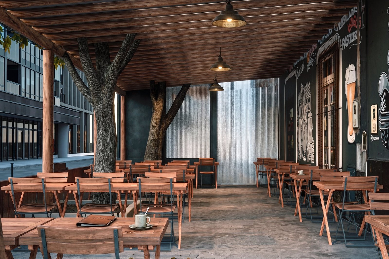 Restaurant La Negrita - espacio comercial con ambientación y circulación, comercial 2025 en Buenos Aires, Argentina, render 3D Estudio Lat vista 3