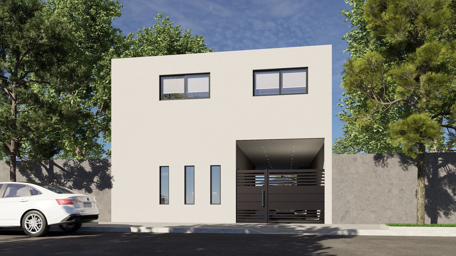 Render fachada vivienda unifamiliar — proyecto Vivienda Damont, Estudio Lat