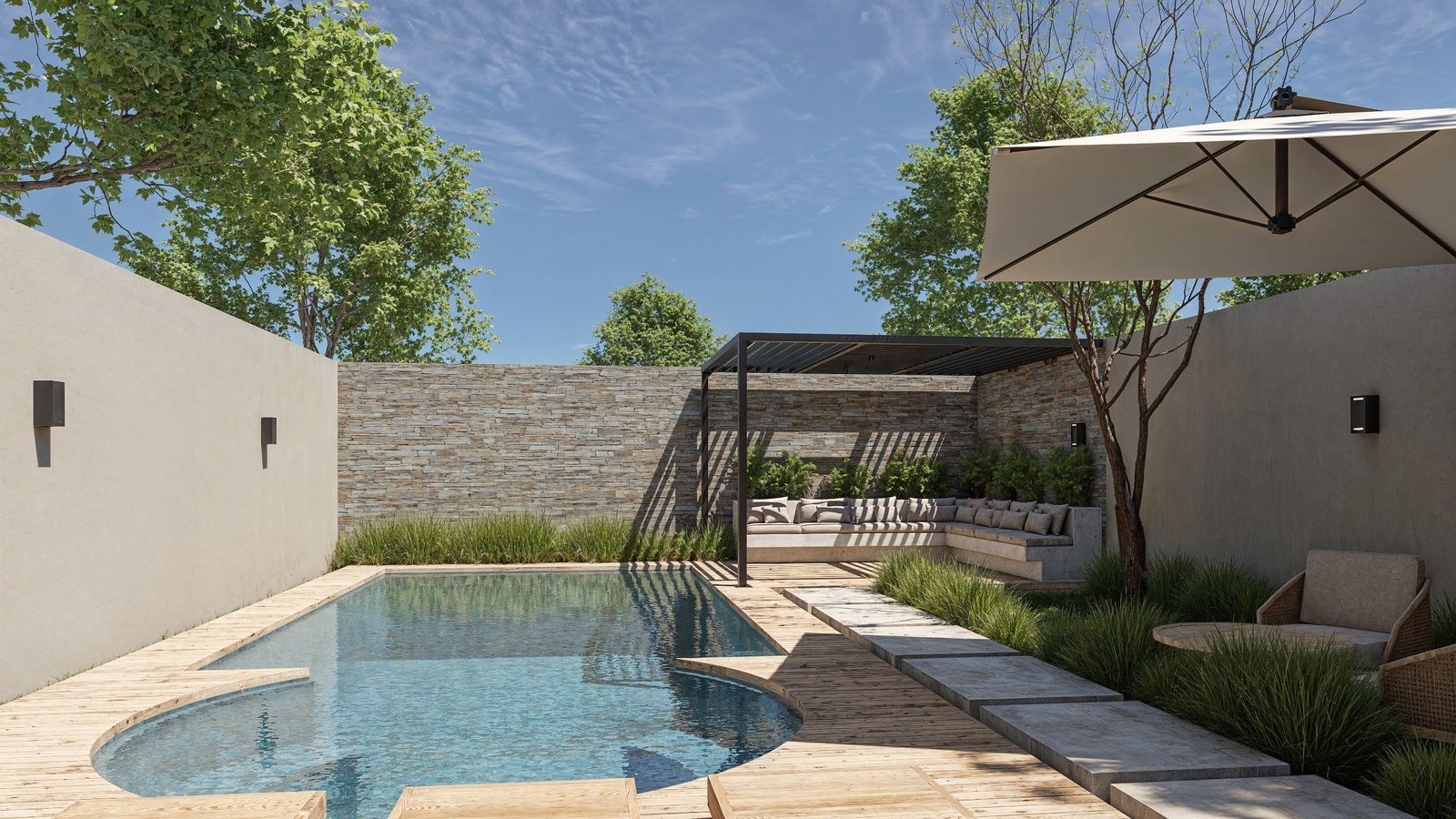 Vivienda Damont - vivienda con arquitectura, materialidad y escala, residencial 2025 en Buenos Aires, Argentina, render 3D Estudio Lat vista 3