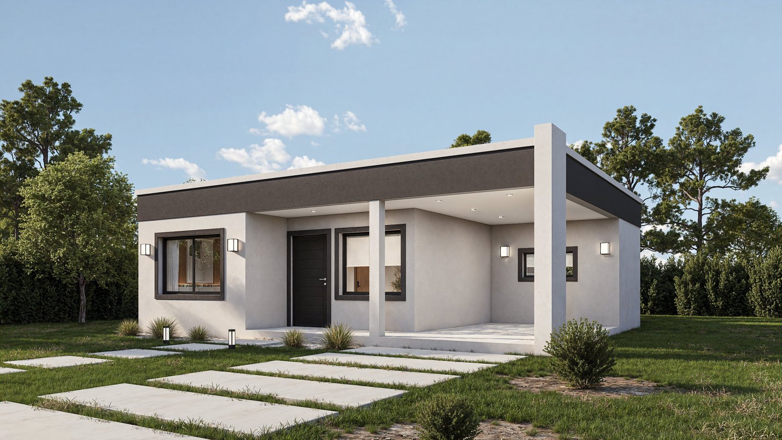 Render arquitectónico — proyecto Vivienda KAD 60 m², Estudio Lat