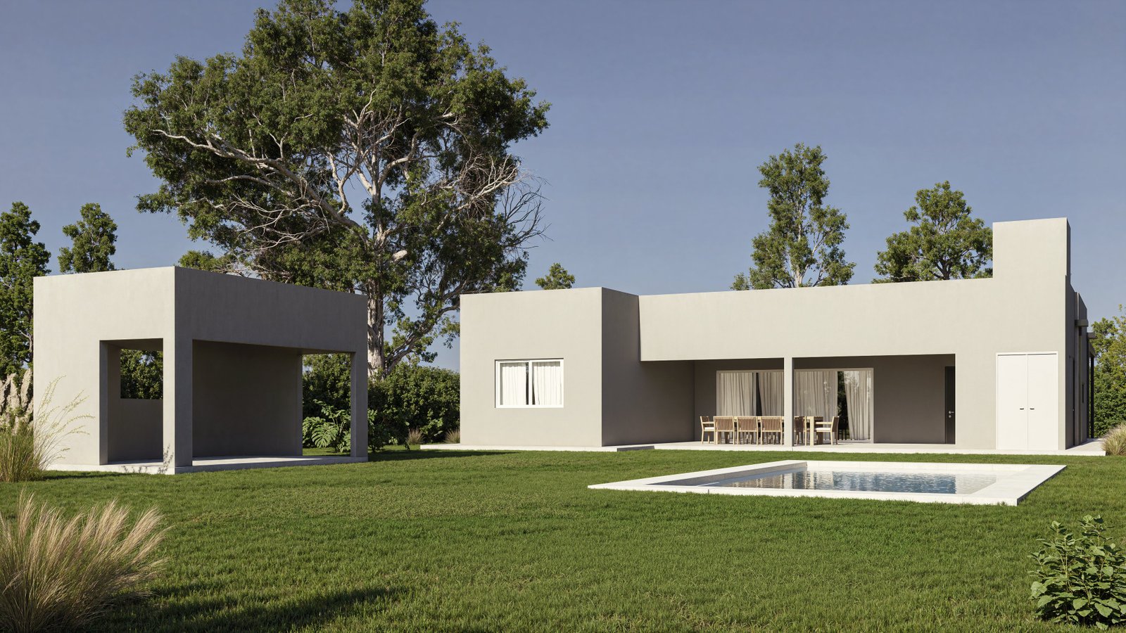 Vivienda Nizuc - vivienda con arquitectura, materialidad y escala, residencial 2025 en Buenos Aires, Argentina, render 3D Estudio Lat vista 2