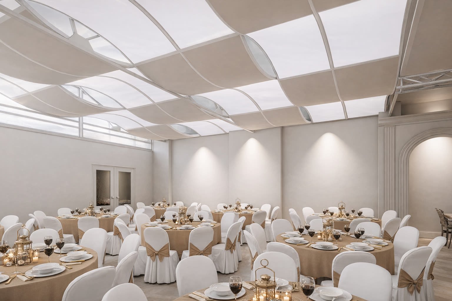 Salón - espacio comercial con ambientación y circulación, comercial 2026 en Buenos Aires, Argentina, render 3D Estudio Lat vista 2