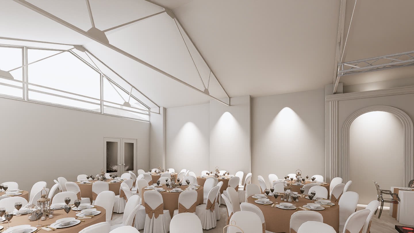 Salón - espacio comercial con ambientación y circulación, comercial 2026 en Buenos Aires, Argentina, render 3D Estudio Lat vista 4