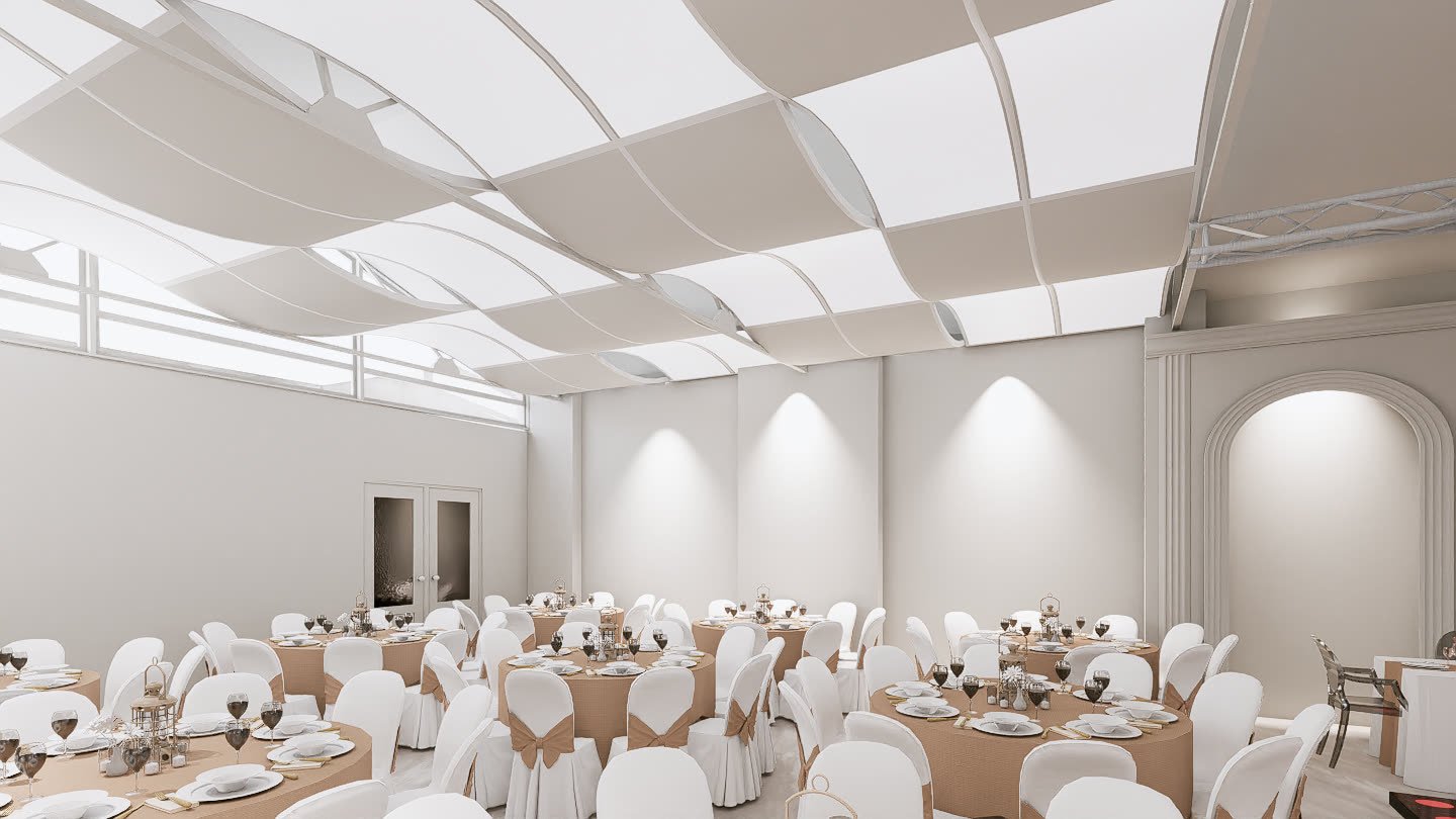 Salón - espacio comercial con ambientación y circulación, comercial 2026 en Buenos Aires, Argentina, render 3D Estudio Lat vista 5