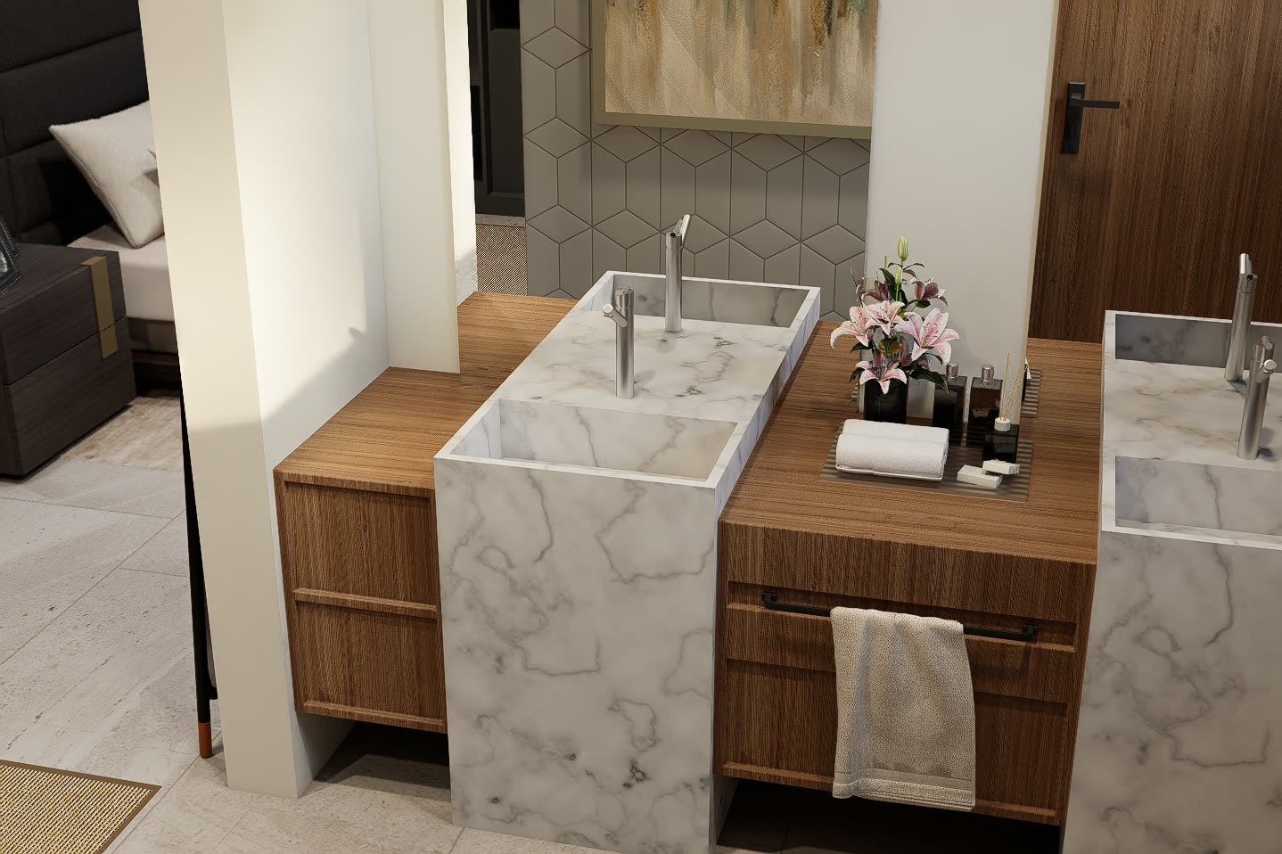 San Eliseo - Juan Pablo - baño moderno con terminaciones y equipamiento, residencial 2026 en Buenos Aires, Argentina, render 3D Estudio Lat vista 16