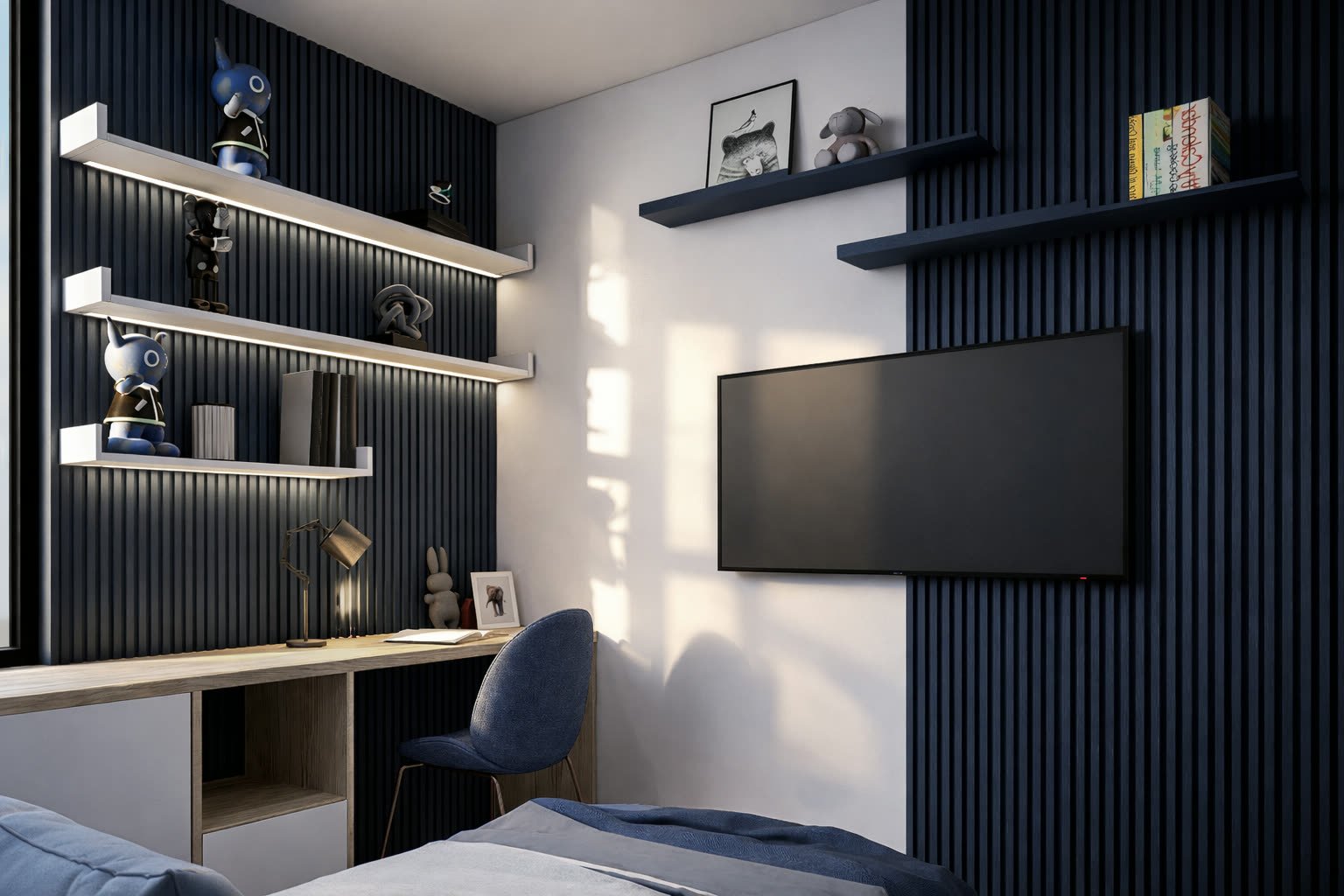 Habitaciones - dormitorio o habitación con diseño interior, interiorismo 2026 en Buenos Aires, Argentina, render 3D Estudio Lat vista 2