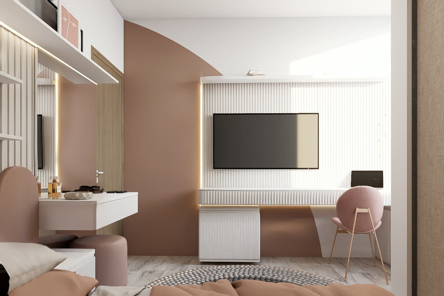 Habitaciones - dormitorio o habitación con diseño interior, interiorismo 2026 en Buenos Aires, Argentina, render 3D Estudio Lat vista 7