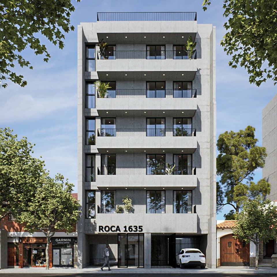 Edificio Moderno - edificio con fachada, altura y composición urbana, residencial 2026 en Buenos Aires, Argentina, render 3D Estudio Lat vista 2
