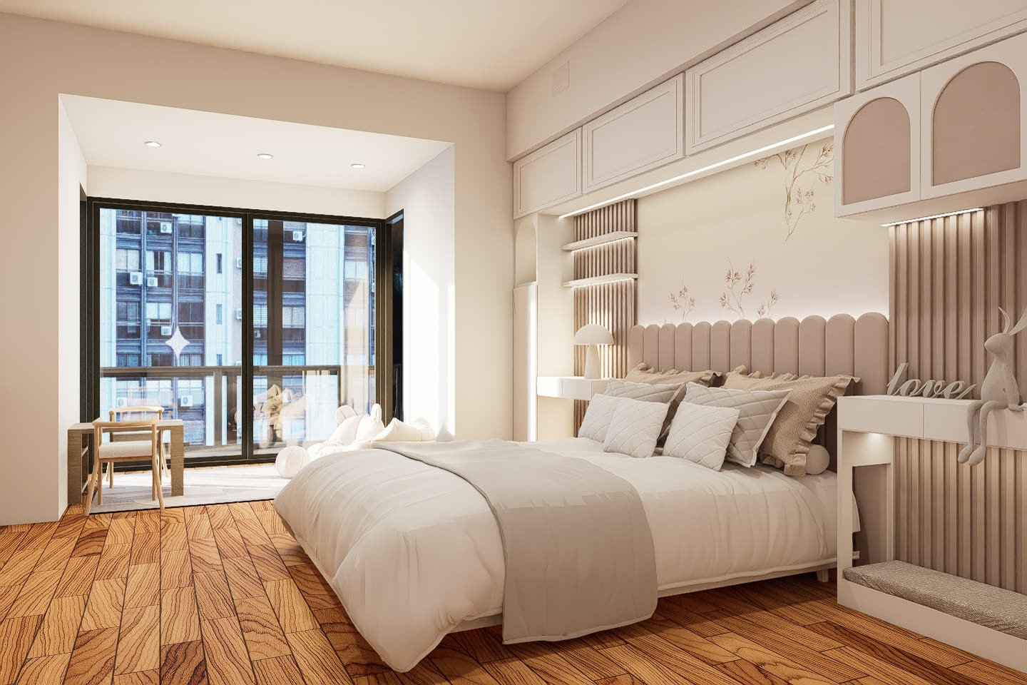 Habitaciones - Petit Maison - dormitorio o habitación con diseño interior, interiorismo 2026 en Buenos Aires, Argentina, render 3D Estudio Lat vista 2