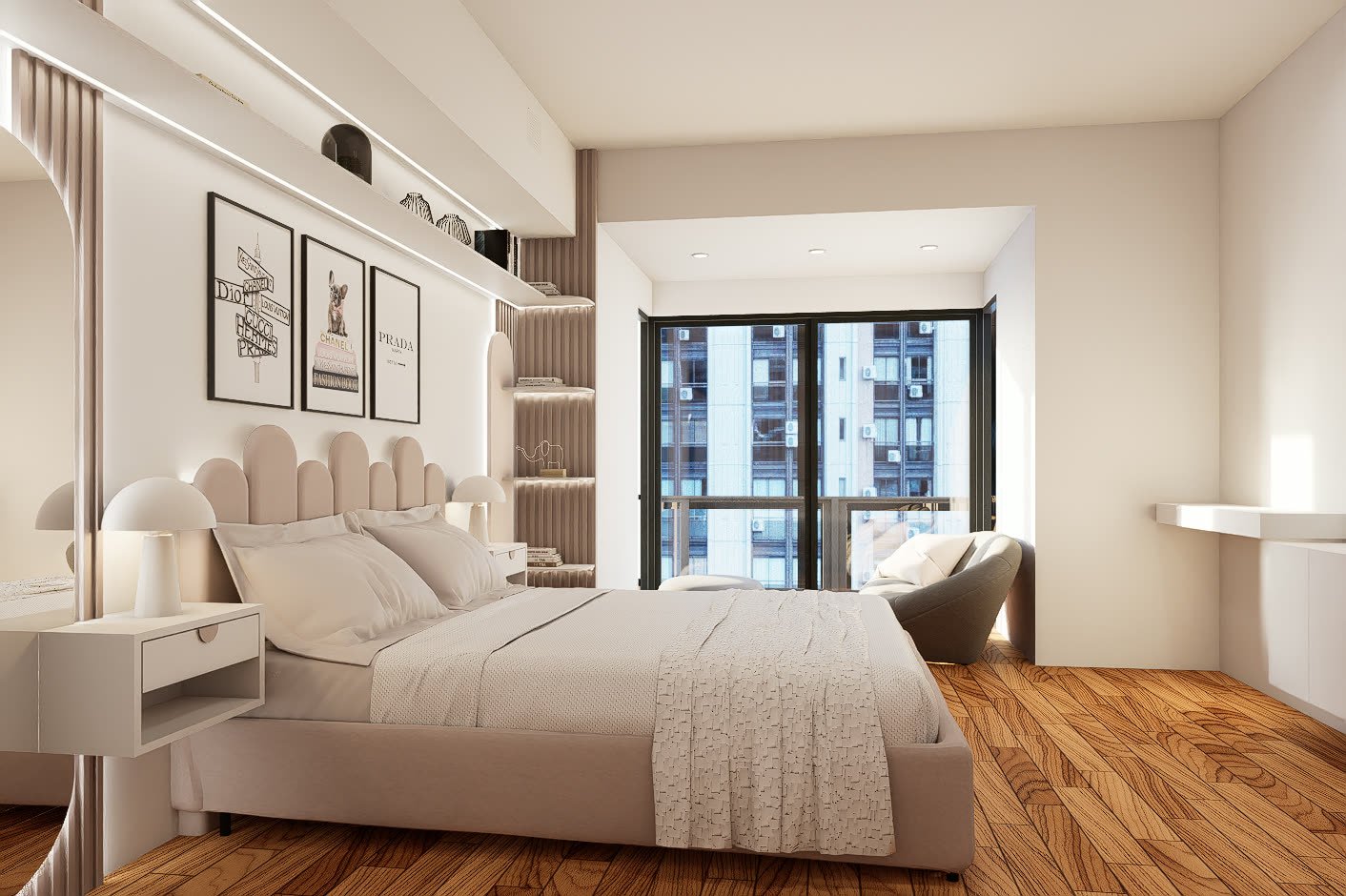 Habitaciones - Petit Maison - dormitorio o habitación con diseño interior, interiorismo 2026 en Buenos Aires, Argentina, render 3D Estudio Lat vista 8