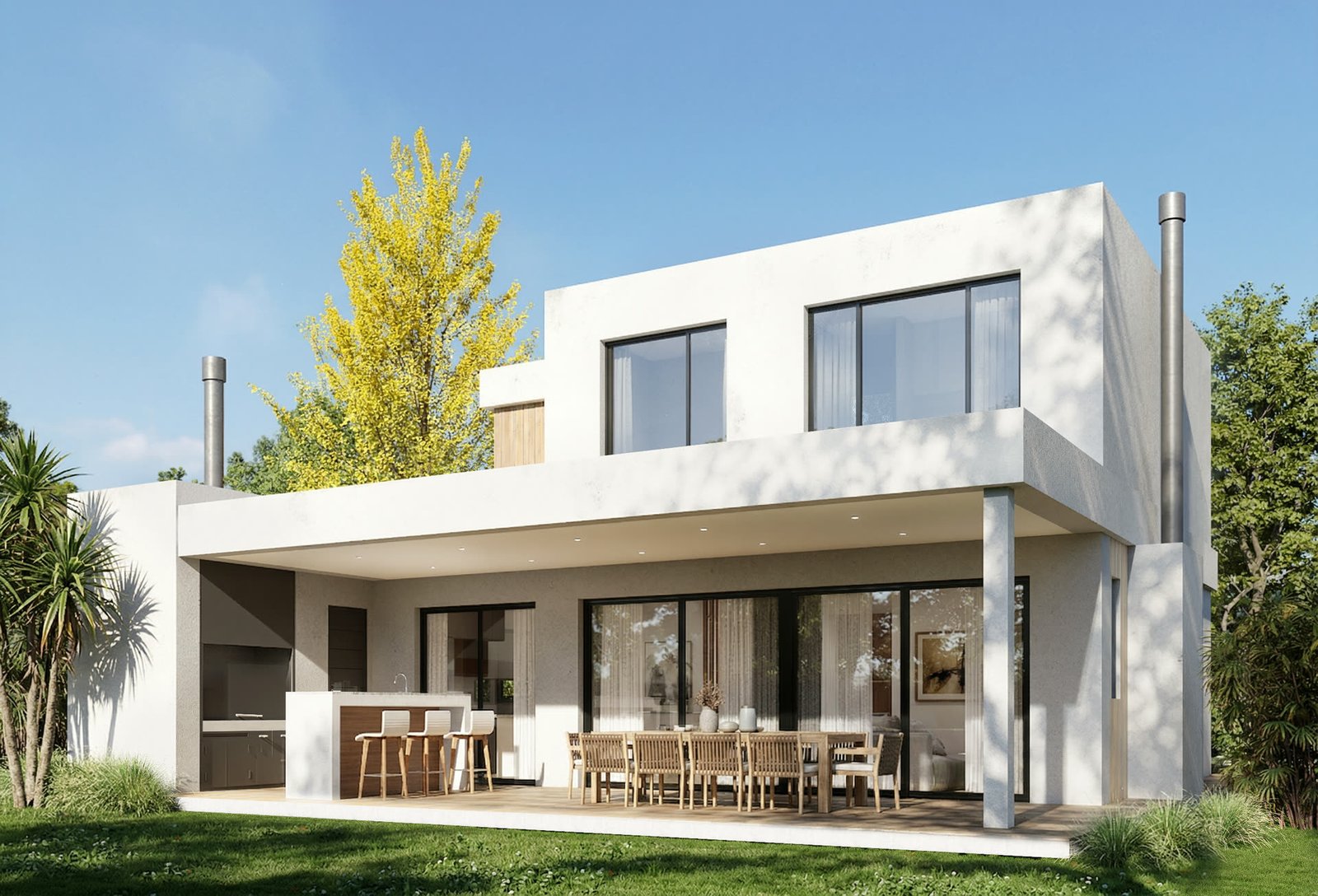 Vivienda 021 - vivienda con arquitectura, materialidad y escala, residencial 2026 en Buenos Aires, Argentina, render 3D Estudio Lat vista 2