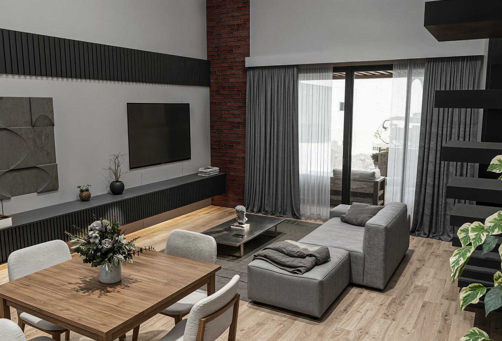 Loft 022 - render 3D fotorrealista del proyecto, interiorismo 2026 en Buenos Aires, Argentina, render 3D Estudio Lat vista 2