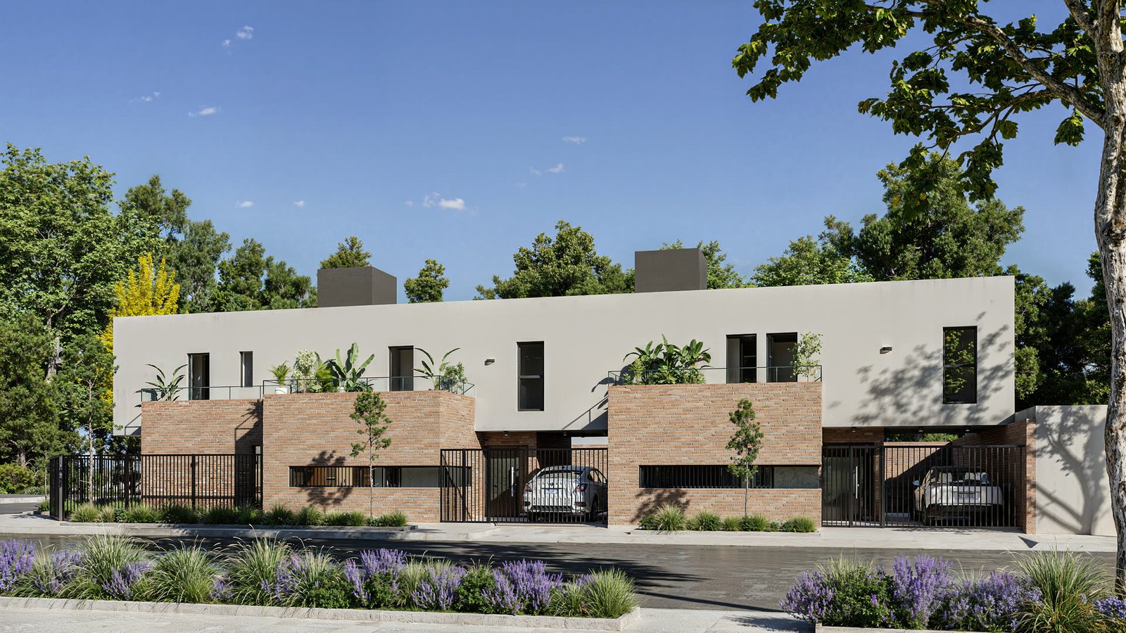 Tres Dúplex - vivienda con arquitectura, materialidad y escala, residencial 2026 en Buenos Aires, Argentina, render 3D Estudio Lat vista 2