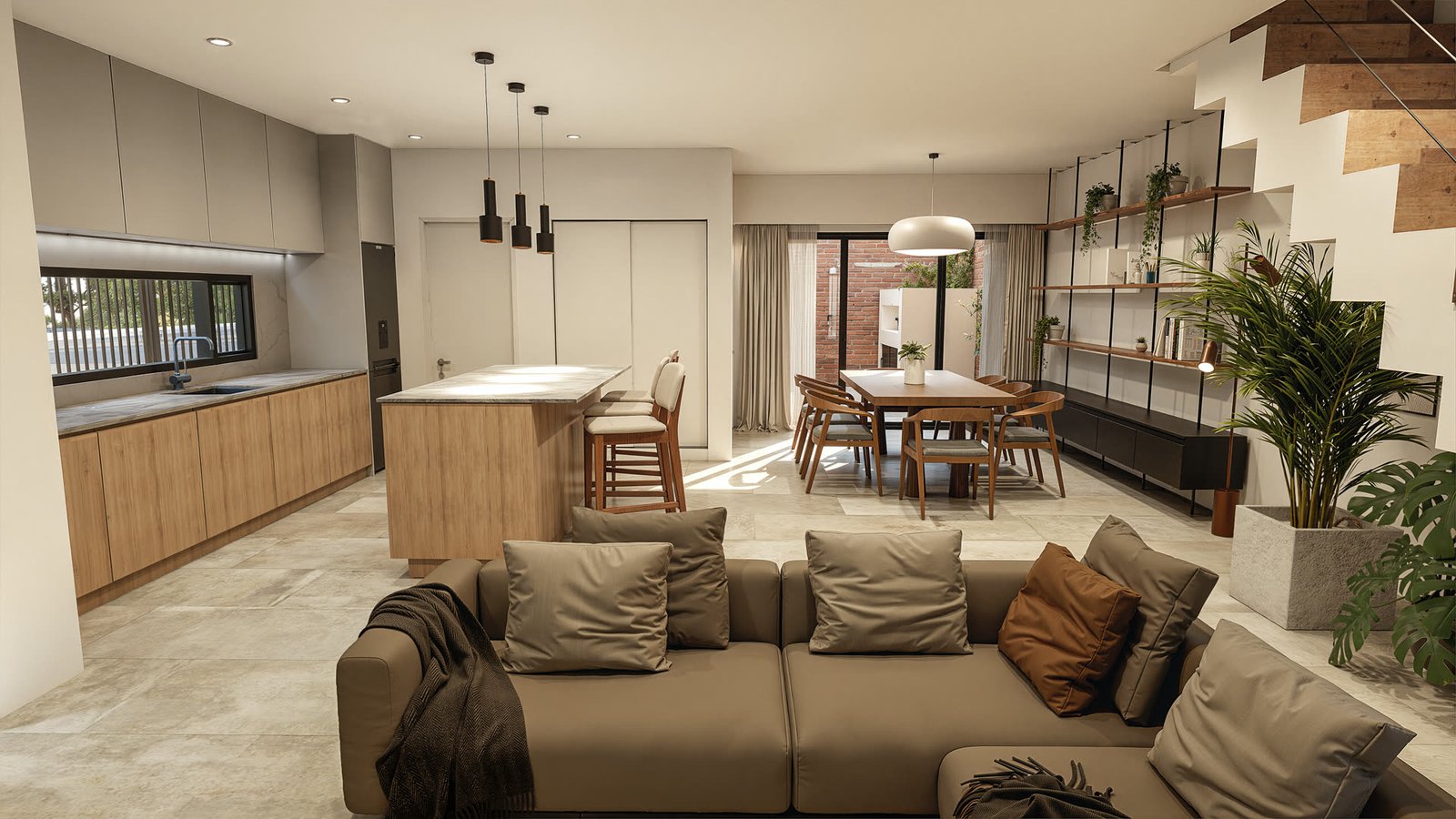 Tres Dúplex - vivienda con arquitectura, materialidad y escala, residencial 2026 en Buenos Aires, Argentina, render 3D Estudio Lat vista 6