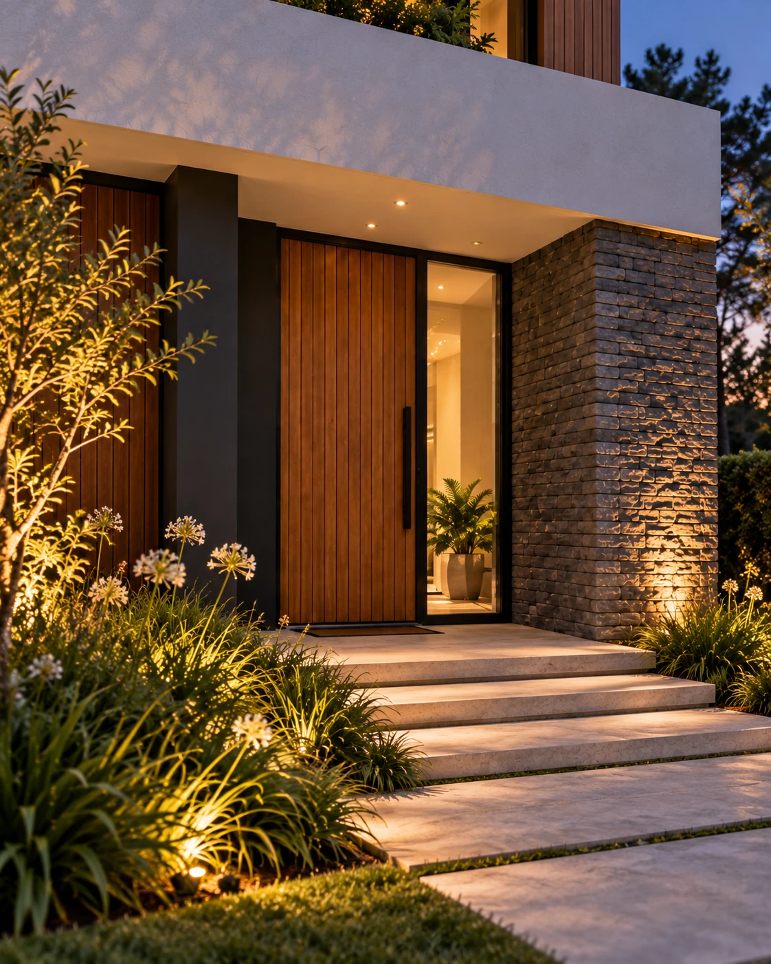 Casa Marco — Acceso peatonal, visualización residencial conceptual de Estudio LAT