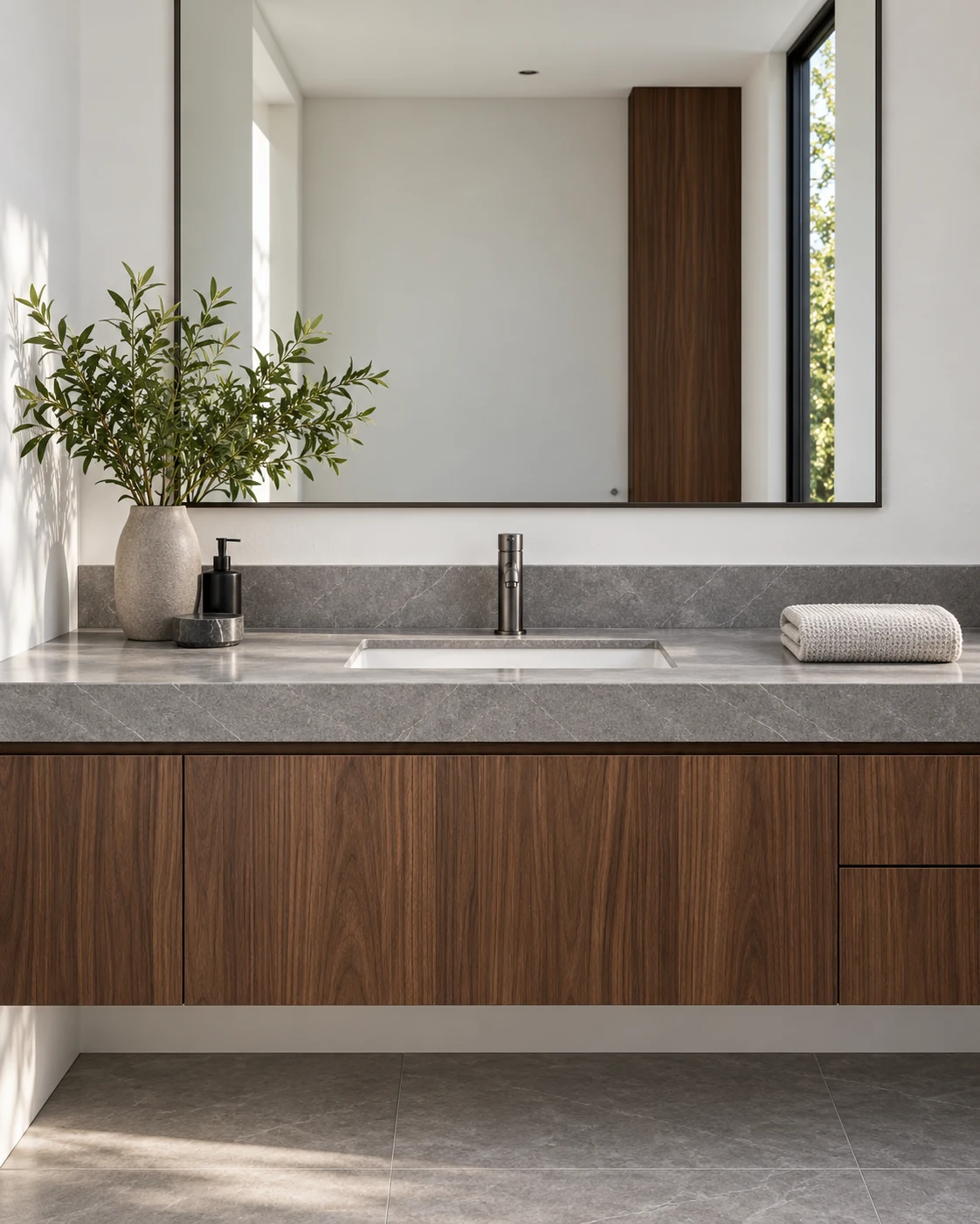 Casa Nogal — Baño en detalle, visualización residencial conceptual de Estudio LAT
