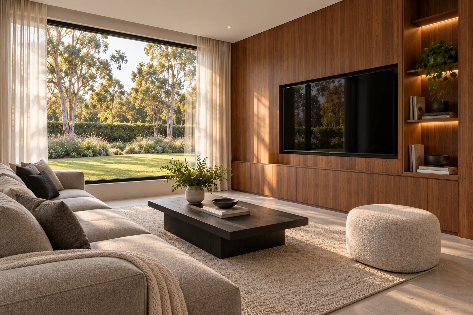 Casa Nogal — Sala familiar, visualización residencial conceptual de Estudio LAT