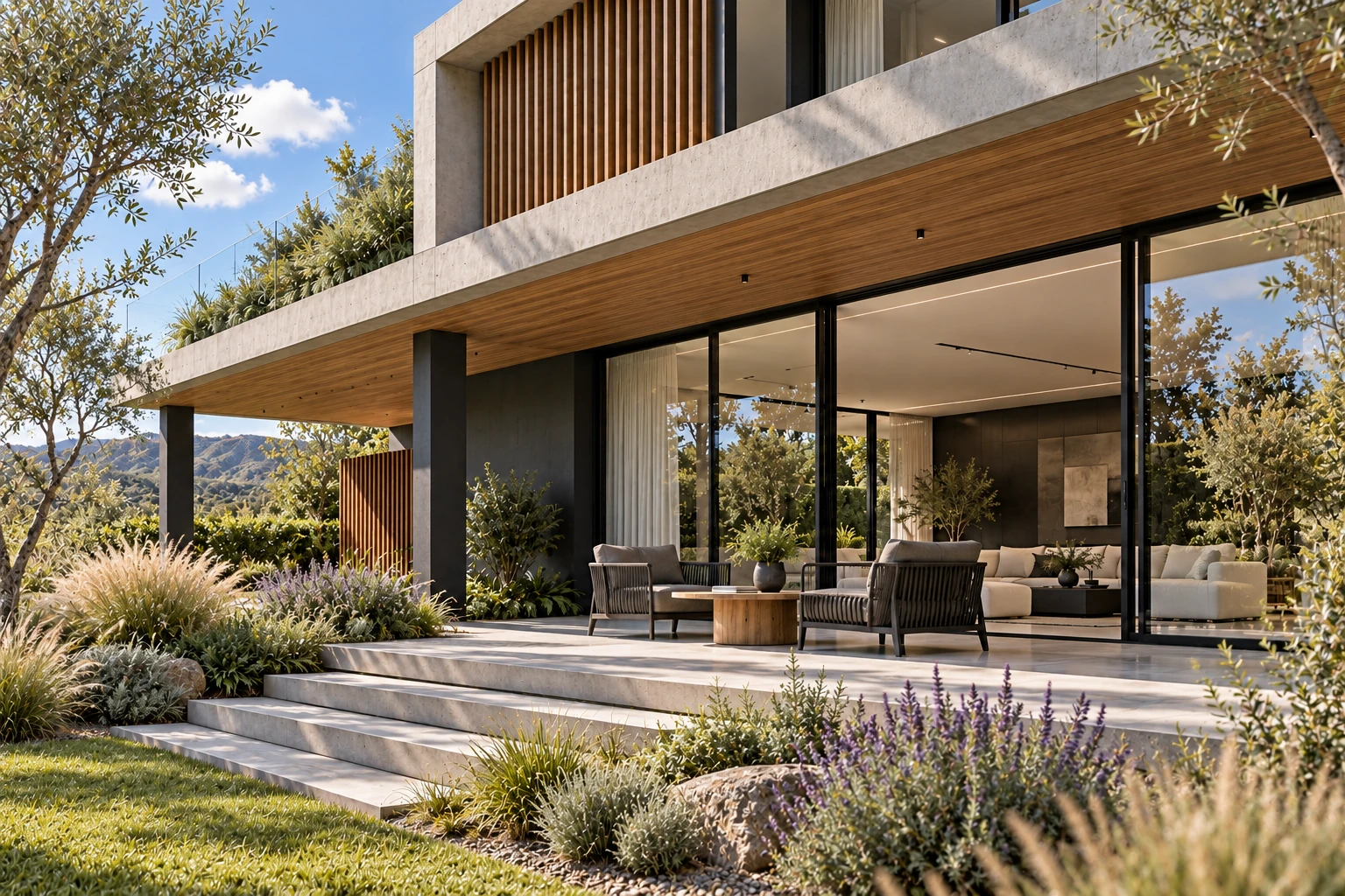 Casa Vano — Galería y jardín, visualización residencial conceptual de Estudio LAT