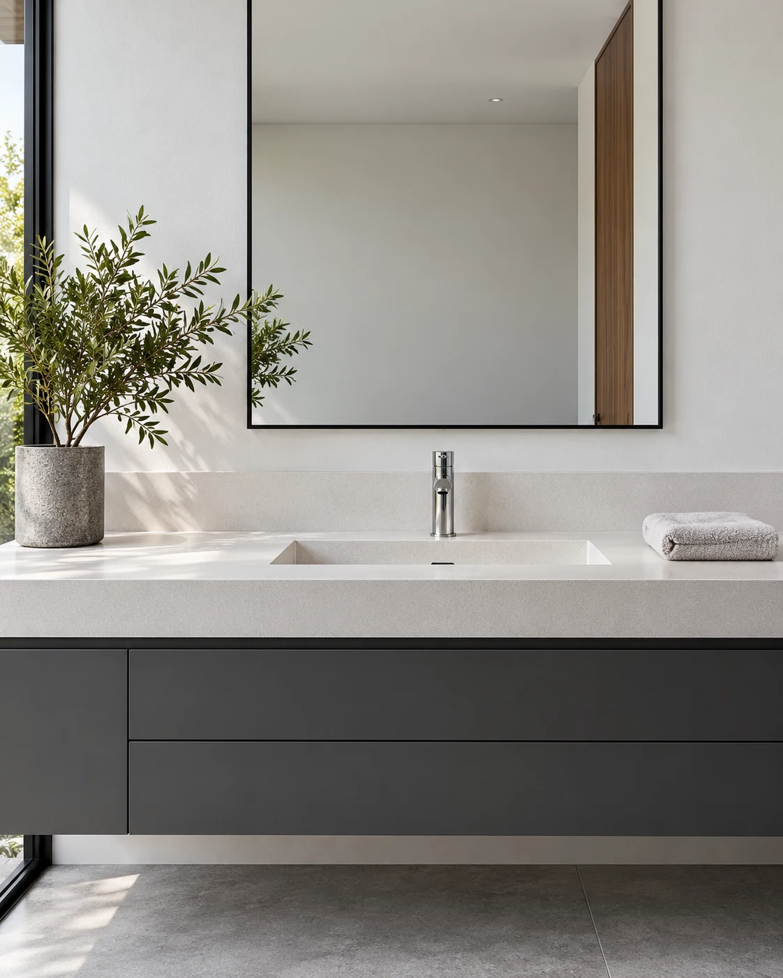 Casa Vano — Baño en detalle, visualización residencial conceptual de Estudio LAT