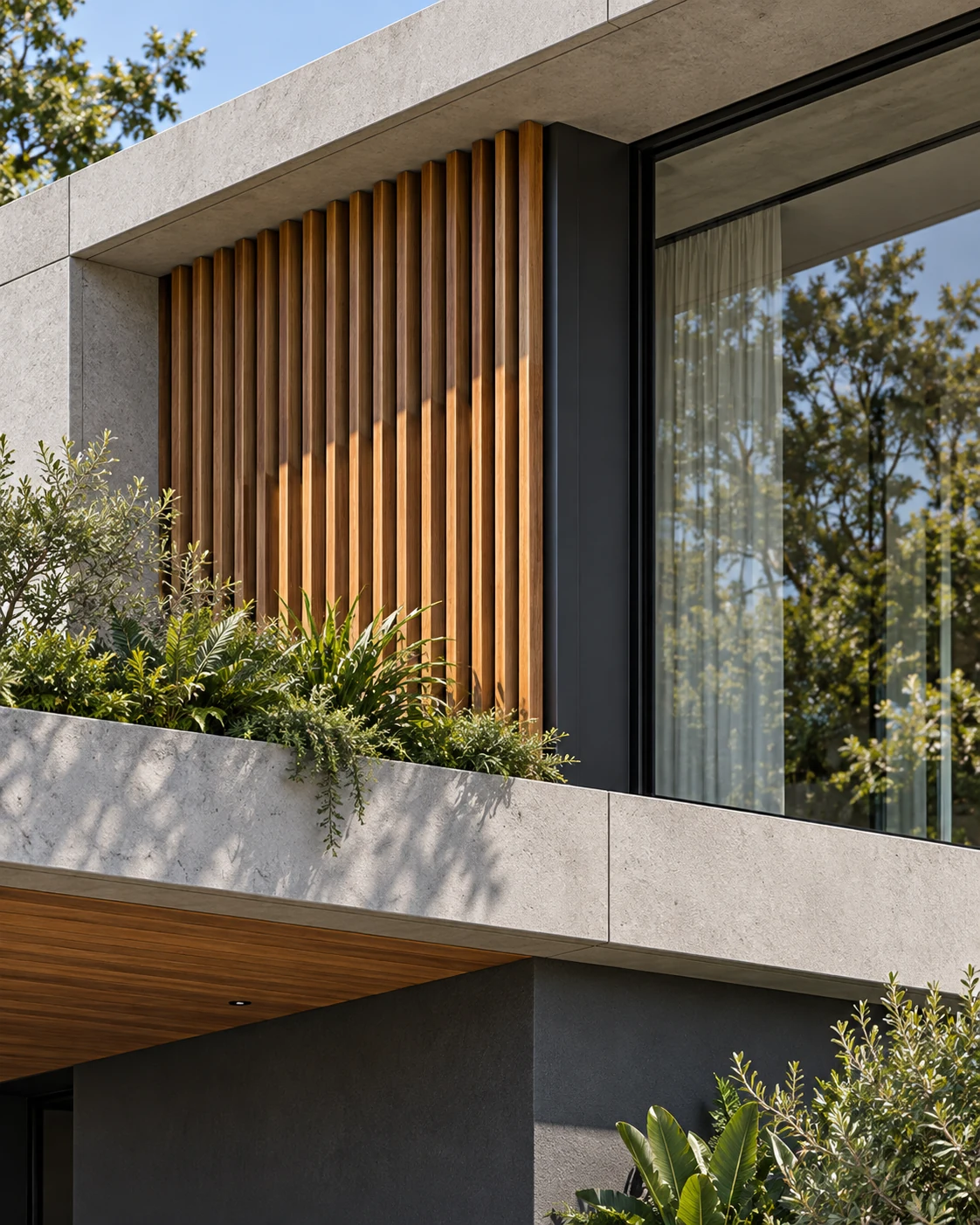 Casa Vano — Materiales de cerca, visualización residencial conceptual de Estudio LAT