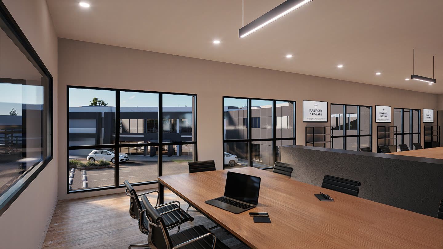 Concesionario Mercedes Benz - Colcar - espacio comercial con ambientación y circulación, comercial 2026 en Buenos Aires, Argentina, render 3D Estudio Lat vista 10