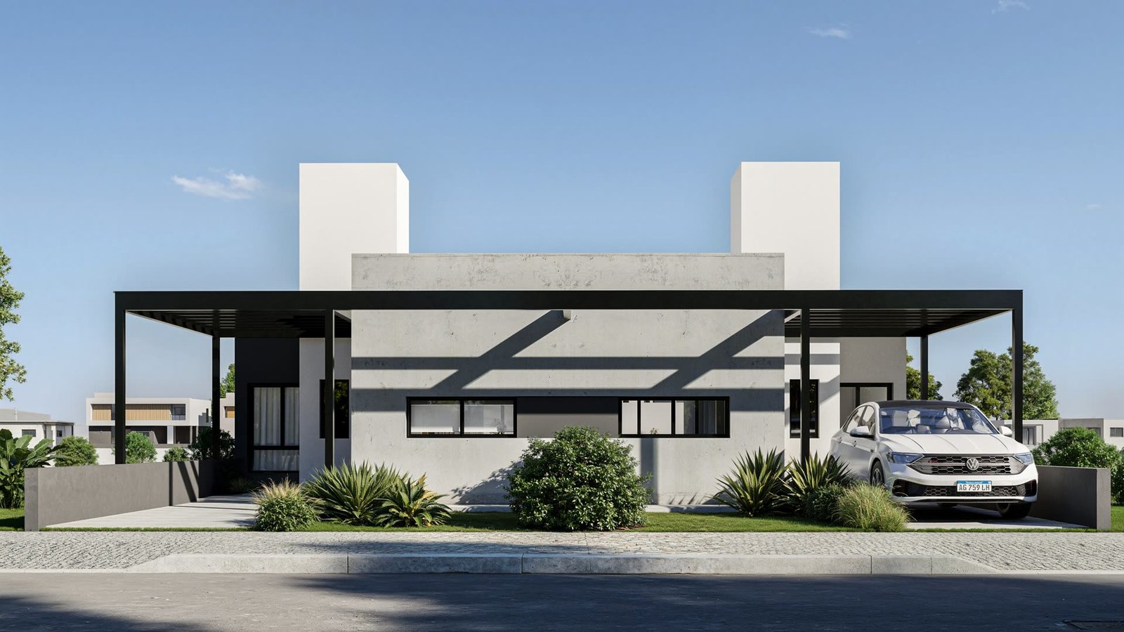 Duplex Lucero DOCTA - vivienda con arquitectura, materialidad y escala, residencial 2026 en Buenos Aires, Argentina, render 3D Estudio Lat vista 2