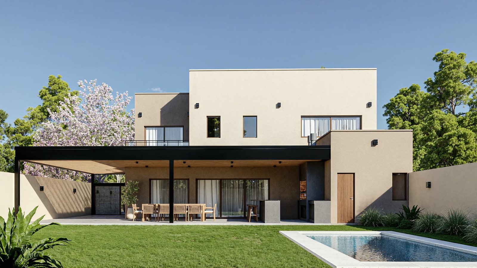 Vivienda El Resguardo - vivienda con arquitectura, materialidad y escala, residencial 2026 en Buenos Aires, Argentina, render 3D Estudio Lat vista 4