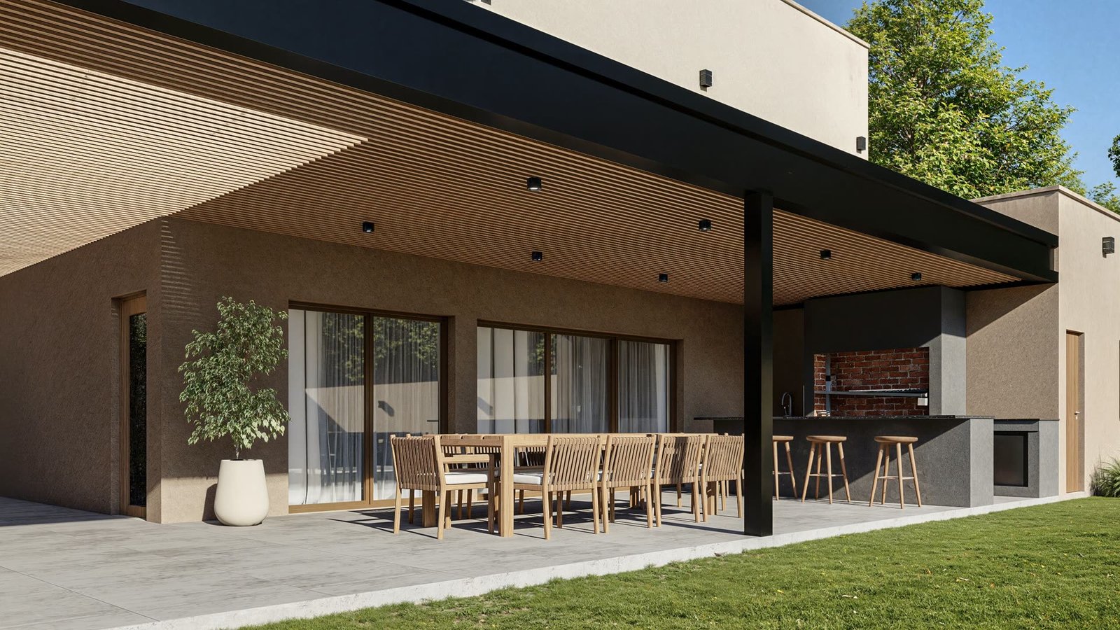 Vivienda El Resguardo - vivienda con arquitectura, materialidad y escala, residencial 2026 en Buenos Aires, Argentina, render 3D Estudio Lat vista 5