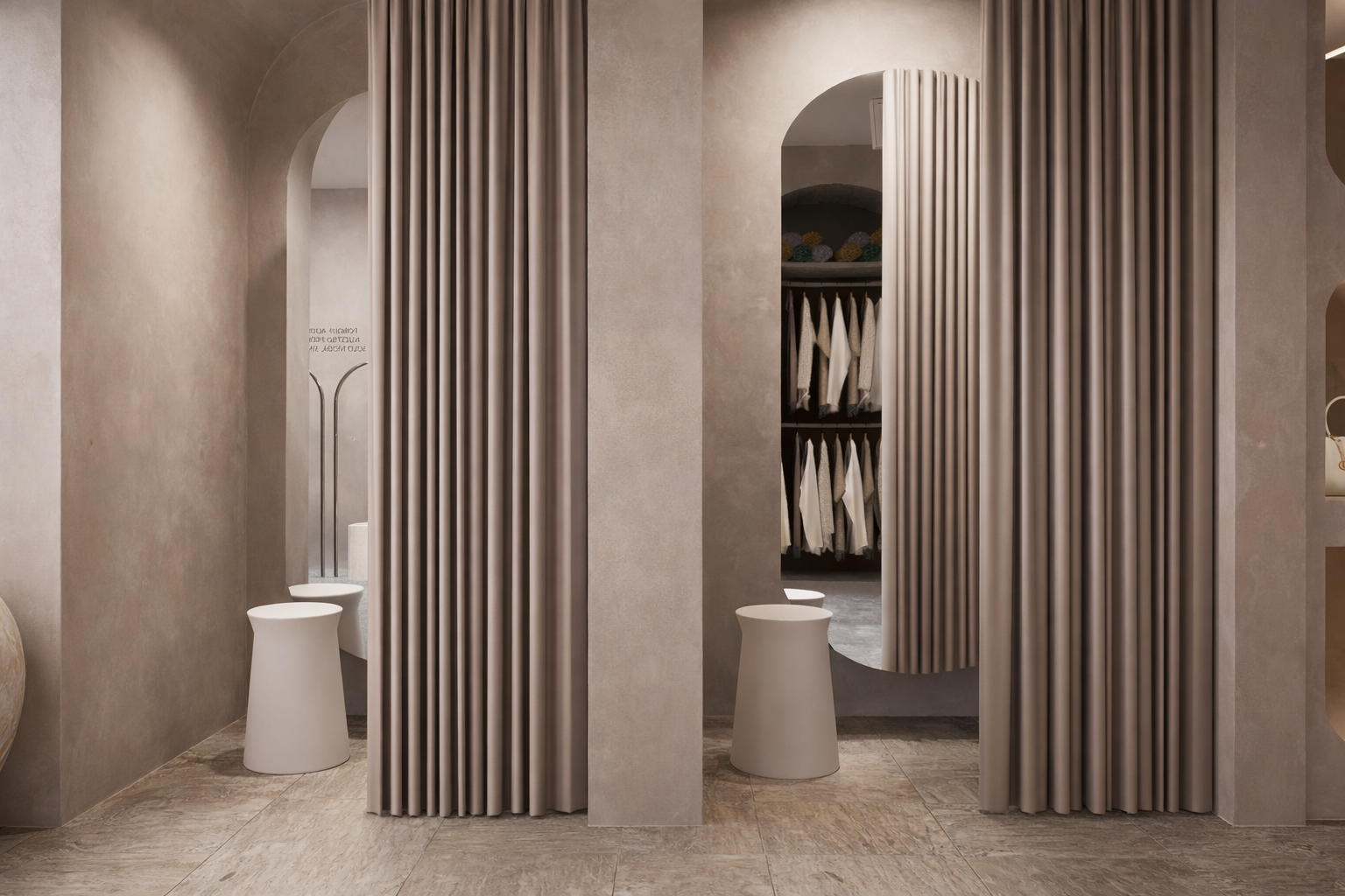 Adoratta Clothing - Vista interior con exhibidores de moda